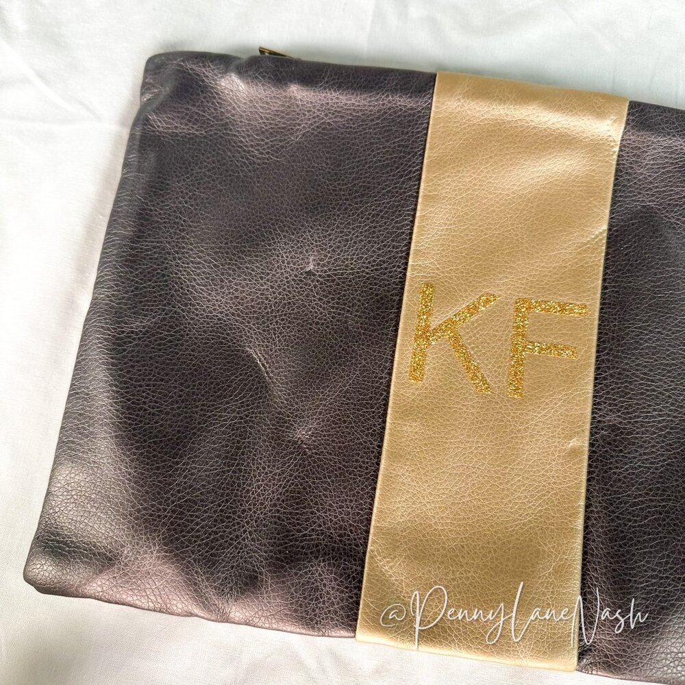 Kathy Fielder Clutch Purse Bag With Gold Stripe - Picture 2 of 4